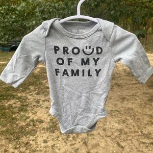 Okie Dokie Baby Long Sleeve One Piece Snap Suit "Proud of my Family" NB